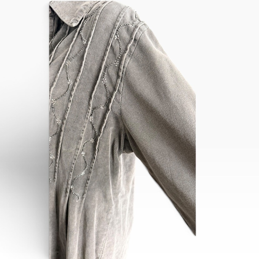 Vintage Silhouettes Gray Corduroy Knit Sleeve Midi Dress Size 16 90s y2k - Picture 5 of 8